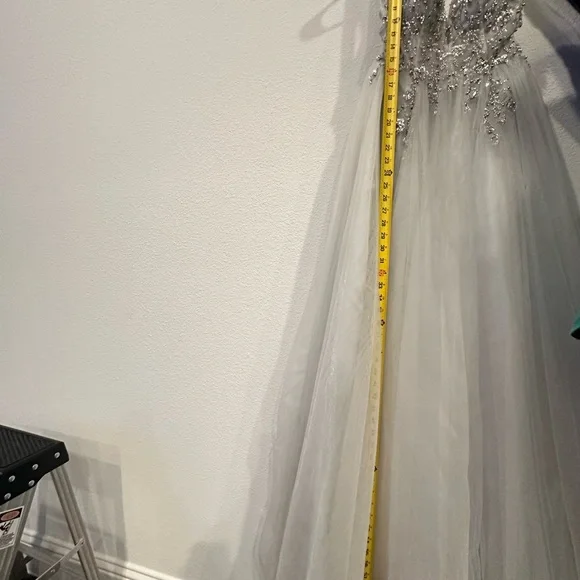 Elegant Silver Embellished Evening Gown - Picture 12 of 16